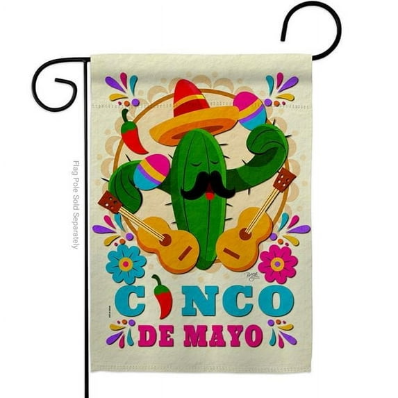 Breeze Decor G165236-BO Mr Cactus Mayo Summertime Cinco de 13 x 18.5 in. Double-Sided Decorative Vertical Garden Flags for House Decoration Banner Yard Gift