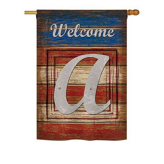 Breeze Decor G180105-BO Patriotic A Initial Americana Impressions Decorative Vertical 13" x 18.5" Double Sided Garden Flag P