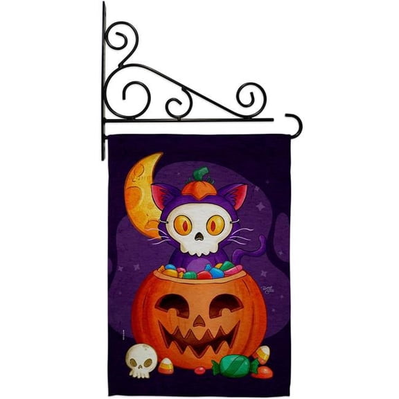 Breeze Decor GS120261-P3-03 Sneaky Cat Falltime Halloween 13 x 18.5. in. Double-Sided Decorative Vertical House Garden Flag Set for Decoration Banner Yard Gift