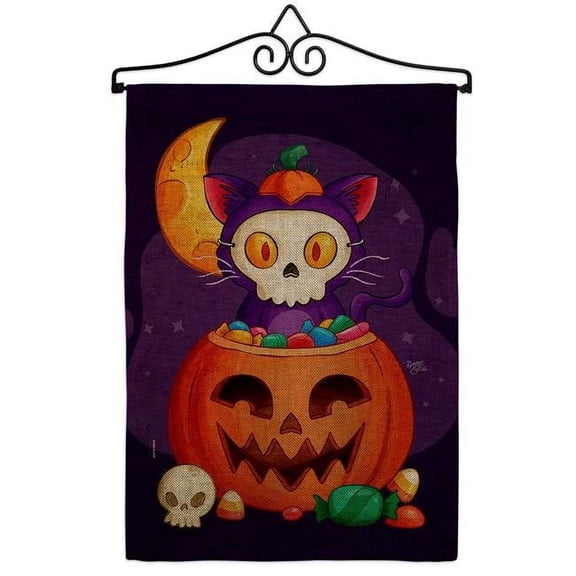 Breeze Decor GS120261-DB-02 Sneaky Cat Falltime Halloween 13 x 18.5. in. Double-Sided Decorative Vertical House Garden Flag Set for Decoration Banner Yard Gift