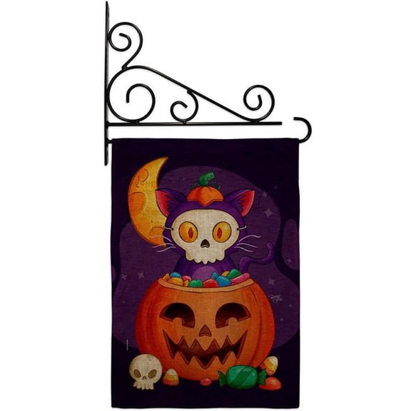 Breeze Decor GS120261-DB-03 Sneaky Cat Falltime Halloween 13 x 18.5. in. Double-Sided Decorative Vertical House Garden Flag Set for Decoration Banner Yard Gift