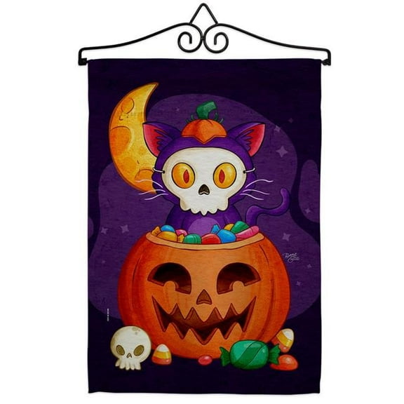 Breeze Decor GS120261-P3-02 Sneaky Cat Falltime Halloween 13 x 18.5. in. Double-Sided Decorative Vertical House Garden Flag Set for Decoration Banner Yard Gift