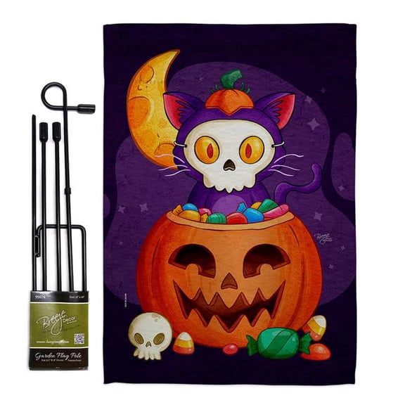 Breeze Decor GS120261-BO Sneaky Cat Falltime Halloween 13 x 18.5. in. Double-Sided Decorative Vertical House Garden Flag Set for Decoration Banner Yard Gift