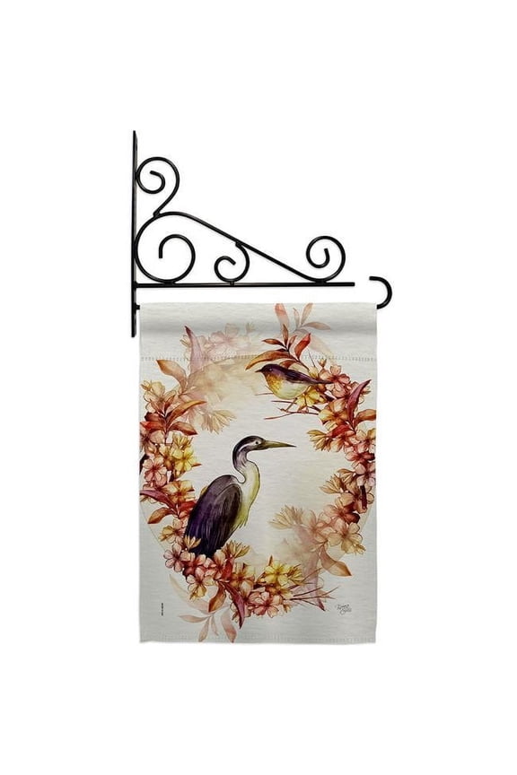 GS120266-BO-03 Birds Wreath Animals Bird 13 x 18.5. in. Double-Sided Decorative Horizontal House Garden Flag Set for Decoration Banner Yard Gift