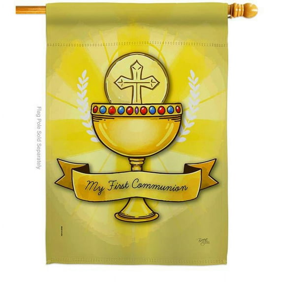 Breeze Decor H103065-BO My Holy Communion House Flag Religious First 28 x 40 in. Double-Sided Decorative Vertical Flags for Decoration Banner Garden Yard Gift