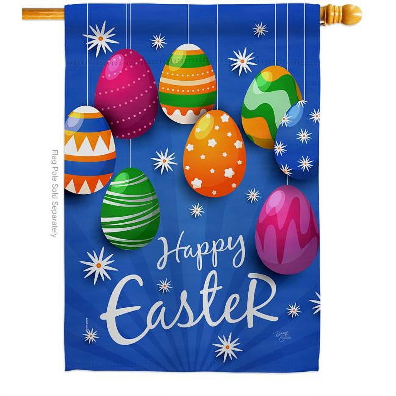Breeze Decor H103072-BO Colorful Eggs Ornament House Flag Spring Easter 28 x 40 in. Double-Sided Decorative Vertical Flags for Decoration Banner Garden Yard Gift