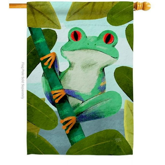 Breeze Decor H104133-BO Rainforest Frog Animals Critter 28 x 40 in. Double-Sided Decorative Vertical House Flags for Decoration Banner Garden Yard Gift