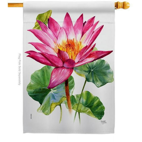 Breeze Decor H104150-BO Lotus Floral Double-Sided Garden Decorative House Flag, Multi Color