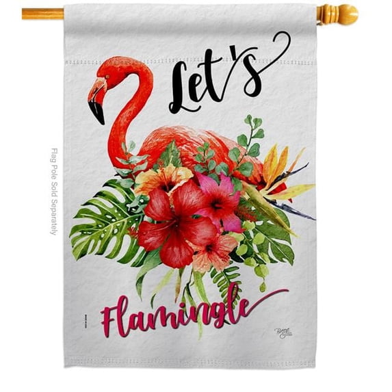 Breeze Decor H106094-BO Lets Flamingle Summertime Tropical 28 x 40 in. Double-Sided Decorative Vertical House Flags for Decoration Banner Garden Yard Gift