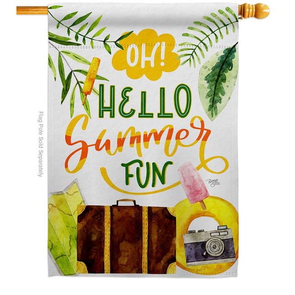 Breeze Decor H106105-BO Oh Summer Summertime Fun & Sun 28 x 40 in. Double-Sided Decorative Vertical House Flags for Decoration Banner Garden Yard Gift