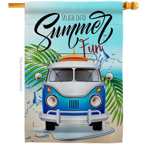 Breeze Decor H106115-BO Splash Into Summertime Fun & Sun 28 x 40 in. Double-Sided Decorative Vertical House Flags for Decoration Banner Garden Yard Gift