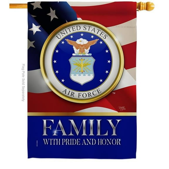 Breeze Decor H108425-BO US Air Force Family Honor House Flag Armed Forces 28 x 40 in. Double-Sided Decorative Vertical Flags for Decoration Banner Garden Yard Gift