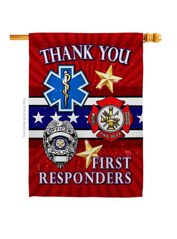 First Responders House Flag Armed Forces Service 28 x 40 in. Double-Sided Decorative Vertical Flags for Decoration Banner Garden Yard Gift
