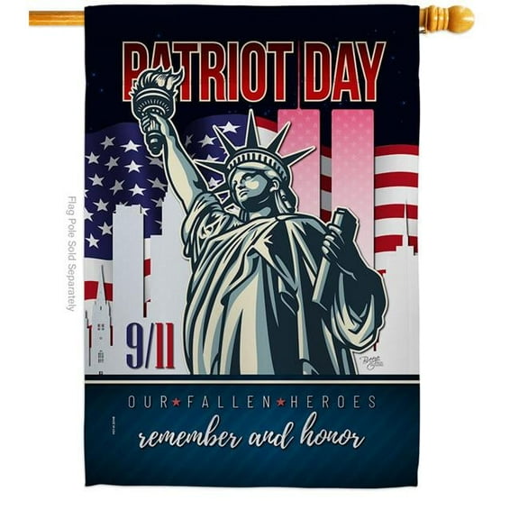 Breeze Decor H108444-BO Our Fallen Heroes House Flag Patriotic Patriot Day 28 x 40 in. Double-Sided Decorative Vertical Flags for Decoration Banner Garden Yard Gift