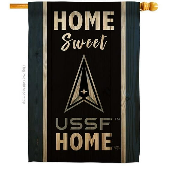 Breeze Decor H108455-BO Home Sweet Spece Force House Flag Armed Forces Space 28 x 40 in. Double-Sided Decorative Vertical Flags for Decoration Banner Garden Yard Gift