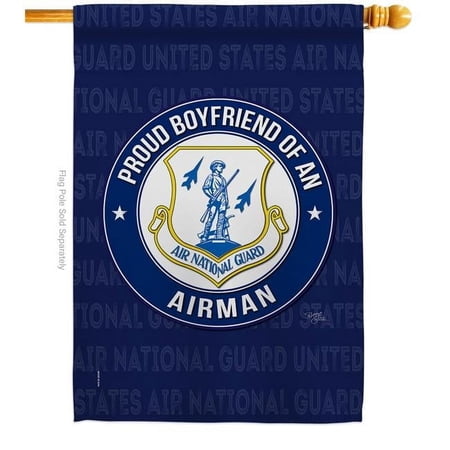 Breeze Decor H108507-BO Air Force Proud Boyfriend Airman House Flag Armed Forces National Guard 28 x 40 in. Double-Sided Decorative Vertical Flags for Decoration Banner Garden Yard Gift