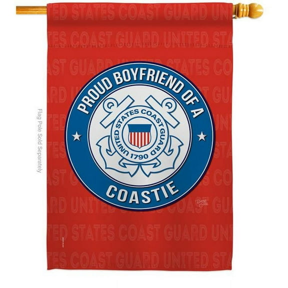 Breeze Decor H108508-BO Proud Boyfriend Coastie House Flag Armed Forces Coast Guard 28 x 40 in. Double-Sided Decorative Vertical Flags for Decoration Banner Garden Yard Gift