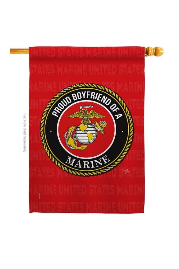 H108509-BO Proud Boyfriend Marines House Flag Armed Forces Marine Corps 28 x 40 in. Double-Sided Decorative Vertical Flags for Decoration Banner Garden Yard Gift