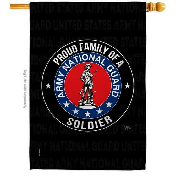 Breeze Decor H108537-BO Army Proud Family Soldier House Flag Armed Forces National Guard 28 x 40 in. Double-Sided Decorative Vertical Flags for Decoration Banner Garden Yard Gift