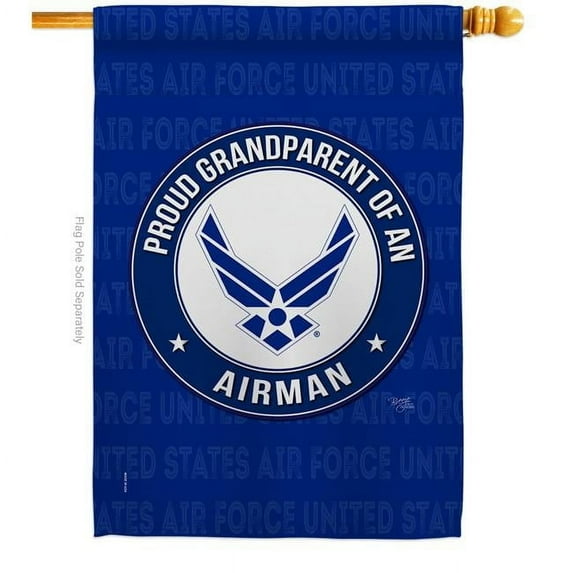 Breeze Decor H108550-BO Proud Grandparent Airman House Flag Armed Forces Air Force 28 x 40 in. Double-Sided Decorative Vertical Flags for Decoration Banner Garden Yard Gift
