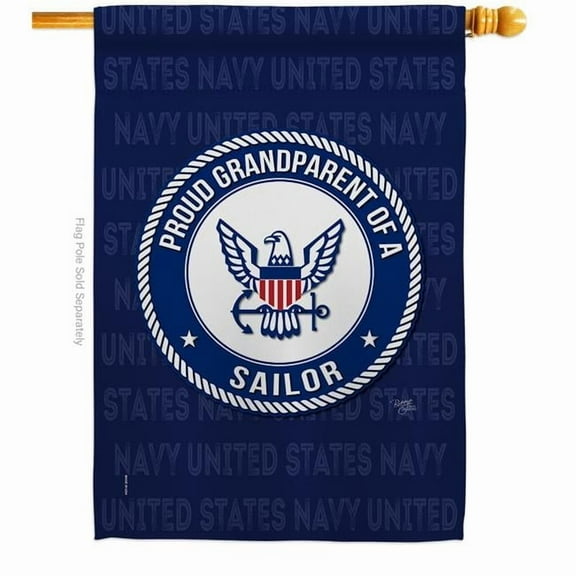 Breeze Decor H108556-BO Proud Grandparent Sailor House Flag Armed Forces Navy 28 x 40 in. Double-Sided Decorative Vertical Flags for Decoration Banner Garden Yard Gift