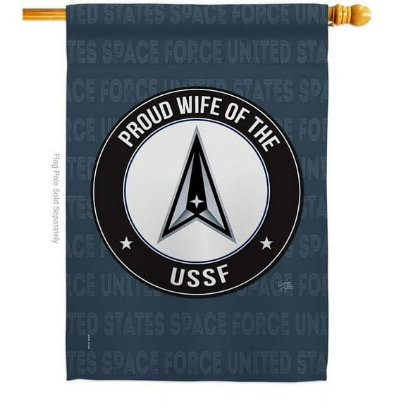Breeze Decor H108612-BO Proud Wife USSF House Flag Armed Forces Space Force 28 x 40 in. Double-Sided Decorative Vertical Flags for Decoration Banner Garden Yard Gift