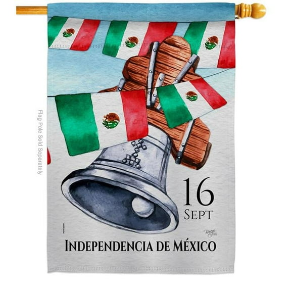 Breeze Decor H108619-BO 28 x 40 in. Mexican Independence Day House Flag with Regional Nationality Double-Sided Decorative Vertical Decoration Banner Garden Yard Gift