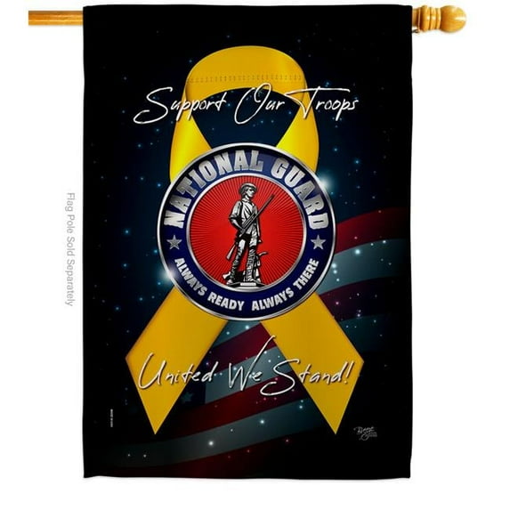 Breeze Decor H108653-BO 28 x 40 in. Support National Guard House Flag with Armed Forces Double-Sided Decorative Vertical Flags Decoration Banner Garden Yard Gift