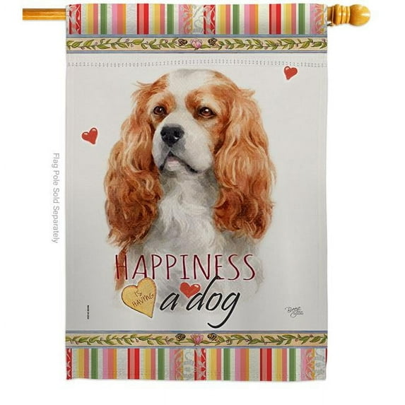 Breeze Decor H110164-BO 28 x 40 in. Dog Cavalier King Spaniel Happiness Double-Sided Decorative Vertical House Flag