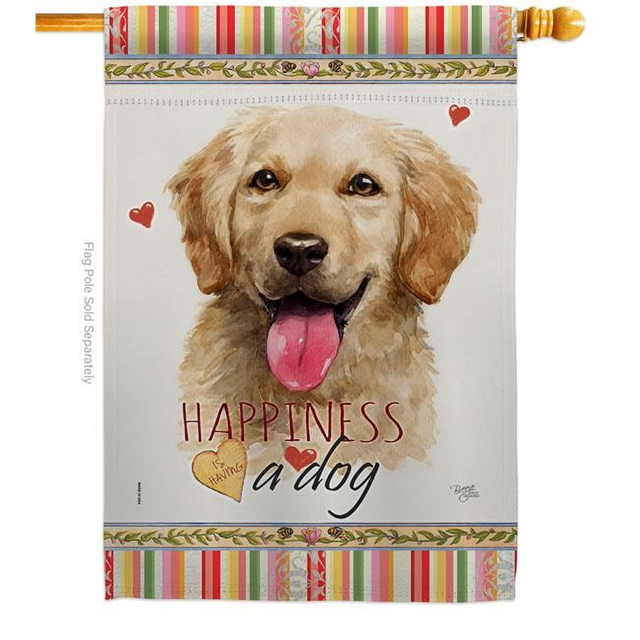 Golden Retriever Happiness Double-Sided Polyester House Flag