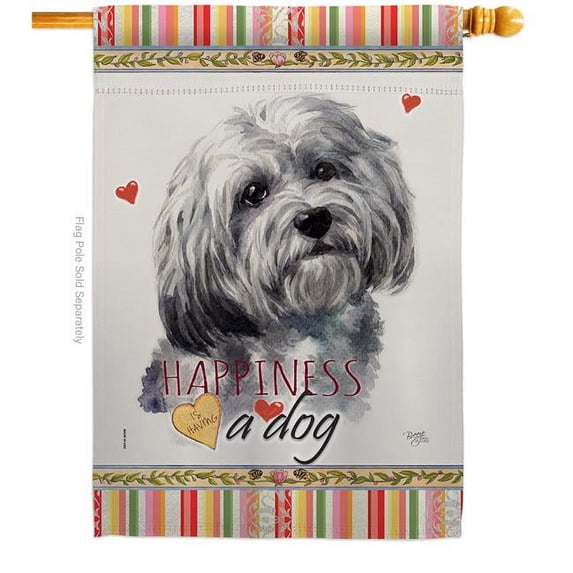 Breeze Decor H110185-BO 28 x 40 in. Dog Havanese Happiness Double-Sided Decorative Vertical House Flag