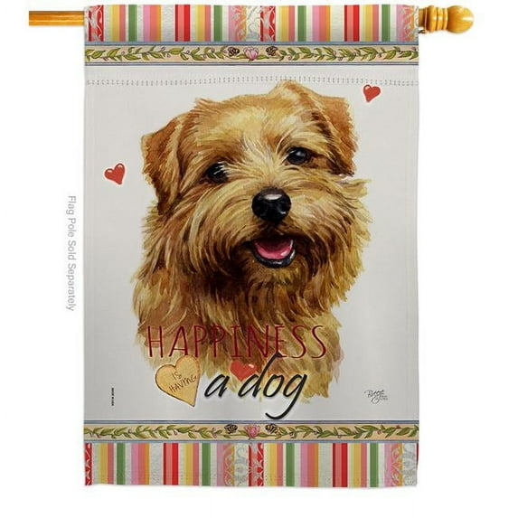 Breeze Decor H110186-BO 28 x 40 in. Dog Tan Norfolk Terrier Happiness Double-Sided Decorative Vertical House Flag