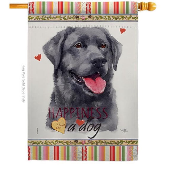 Breeze Decor H110193-BO 28 x 40 in. Dog Labrador Happiness Double-Sided Decorative Vertical House Flag