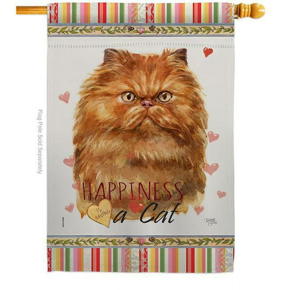 Breeze Decor H110204-BO 28 x 40 in. Cat Tan Persian Happiness Double-Sided Decorative Vertical House Flag