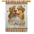 thumbnail image 1 of Breeze Decor H110240-BO Yellow Australian Shepherd Happiness Animals Dog 28 x 40 in. Double-Sided Decorative Vertical House Flags for Decoration Banner Garden Yard Gift, 1 of 1