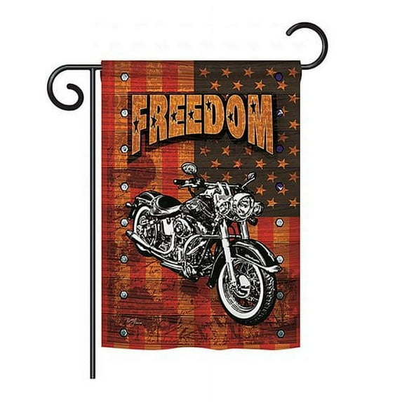 Breeze Decor H111001-BO Americana Motorcycle Patriotic Impressions Decorative Vertical 28" x 40" Double Sided House F