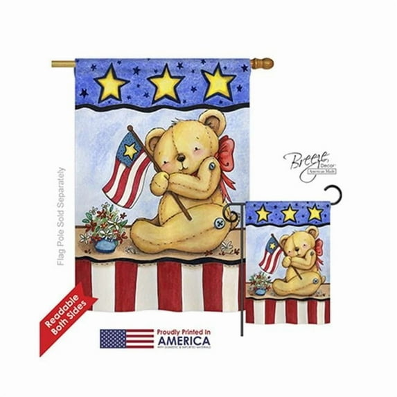Breeze Decor H111006-BO Pat Bear Americana Patriotic Impressions Decorative Vertical 28" x 40" Double Sided House Flag