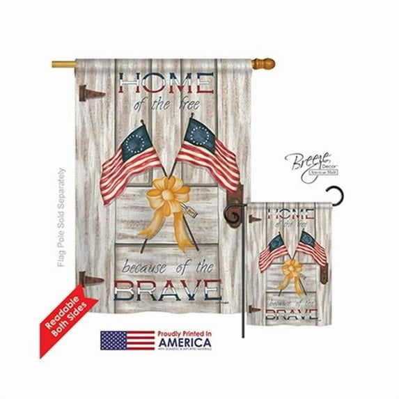 Breeze Decor H111055-BO Home of the Free Americana Patriotic Impressions Decorative Vertical 28" x 40" Double Sided House Flag