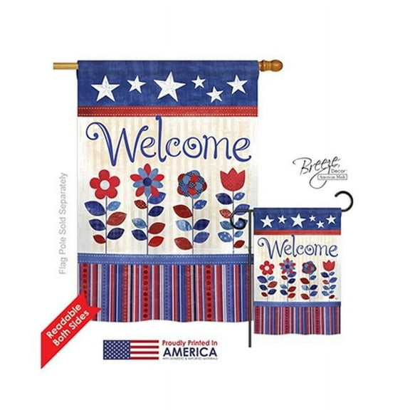 Breeze Decor H111056-BO Welcome Patriotic Americana Impressions Decorative Vertical 28" x 40"