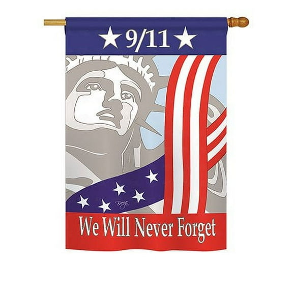 Breeze Decor H111060-BO September 11th Americana Patriotic Impressions Decorative Vertical 28" x 40" Double Sided House Fla