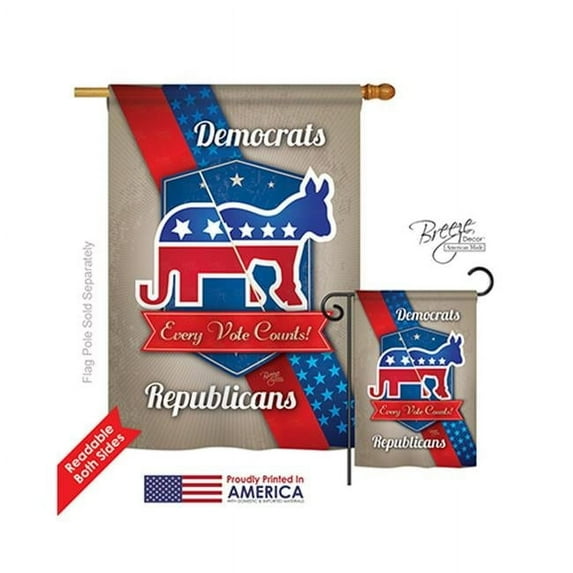 Breeze Decor H111069-BO Every Vote Counts Americana Patriotic Impressions Decorative Vertical 28" x 40" Double Sided H