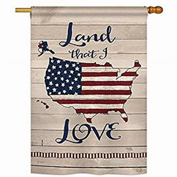 Breeze Decor H111083-BO Land I Love Americana Patriotic Impressions Decorative Vertical 28" x 40" Double Sided House Flag