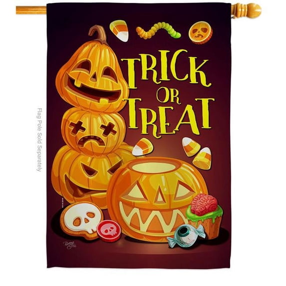 Breeze Decor H112088-BO Spooky Sweet House Flag Fall Halloween 28 x 40 in. Double-Sided Decorative Vertical Flags for Decoration Banner Garden Yard Gift