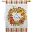 thumbnail image 1 of Breeze Decor H113100-BO Give Thanks Wreath House Flag Fall Harvest & Autumn 28 x 40 in. Double-Sided Decorative Vertical Flags for Decoration Banner Garden Yard Gift, 1 of 1