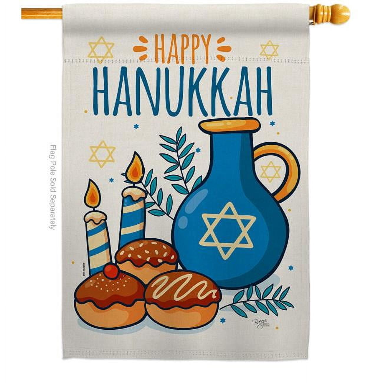 Breeze Decor H114240-BO Hanukkah Sufganiyot House Flag Winter 28 x 40 in. Double-Sided Decorative Vertical Flags for Decoration Banner Garden Yard Gift
