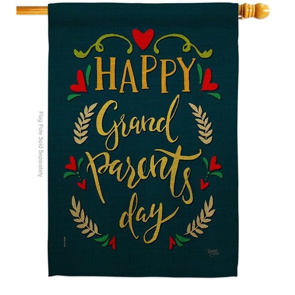 Breeze Decor H115160-BO Grandparents Day House Flag Family 28 x 40 in. Double-Sided Decorative Vertical Flags for Decoration Banner Garden Yard Gift