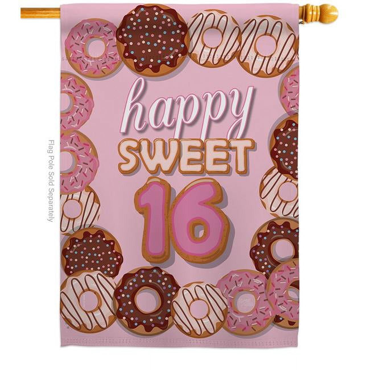 Breeze Decor H115175-BO 28 x 40 in. Sweet sixteen House Flag with Celebration Double-Sided Decorative Vertical Decoration Banner Garden Yard Gift