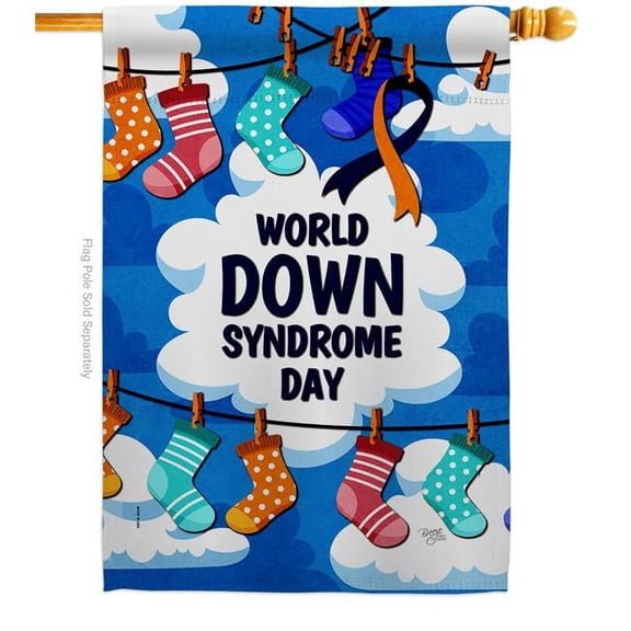Breeze Decor H115214-BO World Down Syndrome Day Support Awareness 28 x 40 in. Double-Sided Decorative Vertical House Flags for Decoration Banner Garden Yard Gift