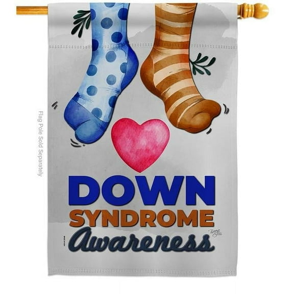 Breeze Decor H115215-BO Down Syndrome Awareness Support 28 x 40 in. Double-Sided Decorative Vertical House Flags for Decoration Banner Garden Yard Gift