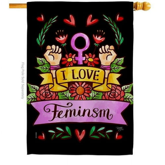 Breeze Decor H115250-BO Love Feminsm Support Feminism 28 x 40 in. Double-Sided Decorative Vertical House Flags for Decoration Banner Garden Yard Gift